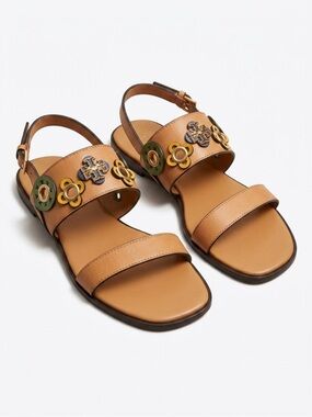 Tory Burch Leather Floral-Embellished Women's Sandals